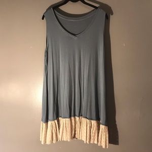 LOGO by Lori Goldstein, Blue Tunic with lace, XL